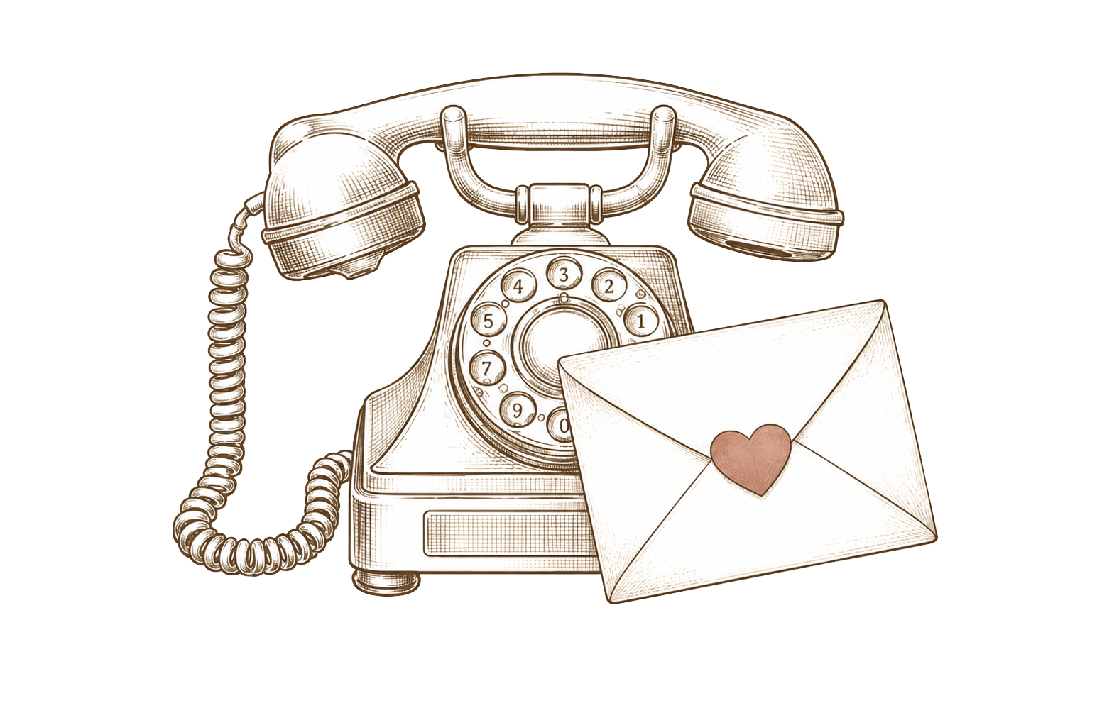 Ilustracion de telefono y carta